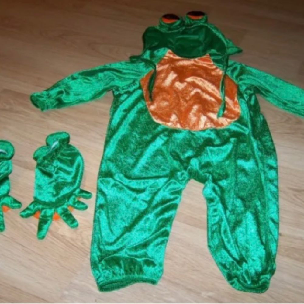 Infant Size 6-18 Months Charades Green Orange Rain Forrest Tree Frog Costume EUC
